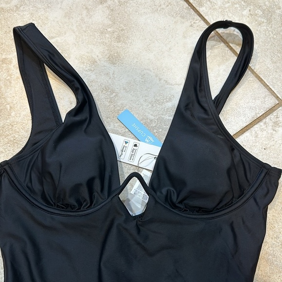 NWT! Cupshe V-Wire Underwire One-Piece Swimsuit L Black - Picture 5 of 10
